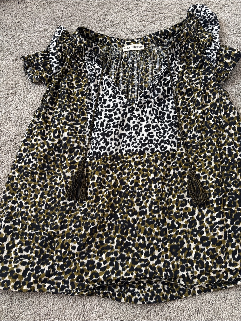 Ulla Johnson Olive, Black & White Leopard Print Tunic